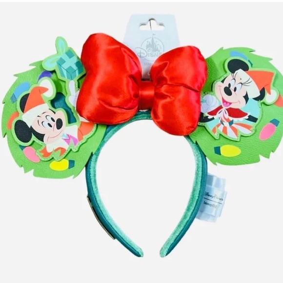 NWT Disney Parks 2023 Christmas Mickey Minnie Mouse Bow Ear Headband Loungefly - Picture 5 of 5